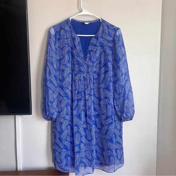 DVF Diane von Furstenberg Aria Silk Tunic Dress 6 Blue Print - Picture 1 of 8